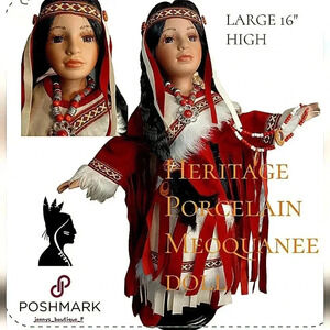 Heritage Porcelain Meoquanee doll vintage antique collectible.